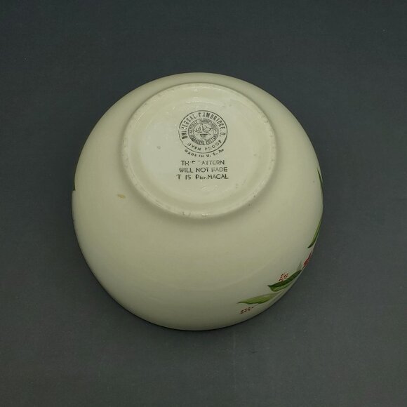 Universal Cambridge Woodvine Mixing Serving Bowl Red Flowers Refrigerator Jar - Picture 7 of 9